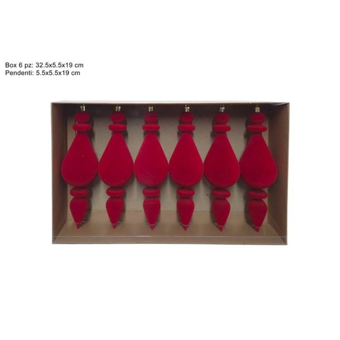 PENDENTI 19CM 6PZ. ROSSO VELLUTO